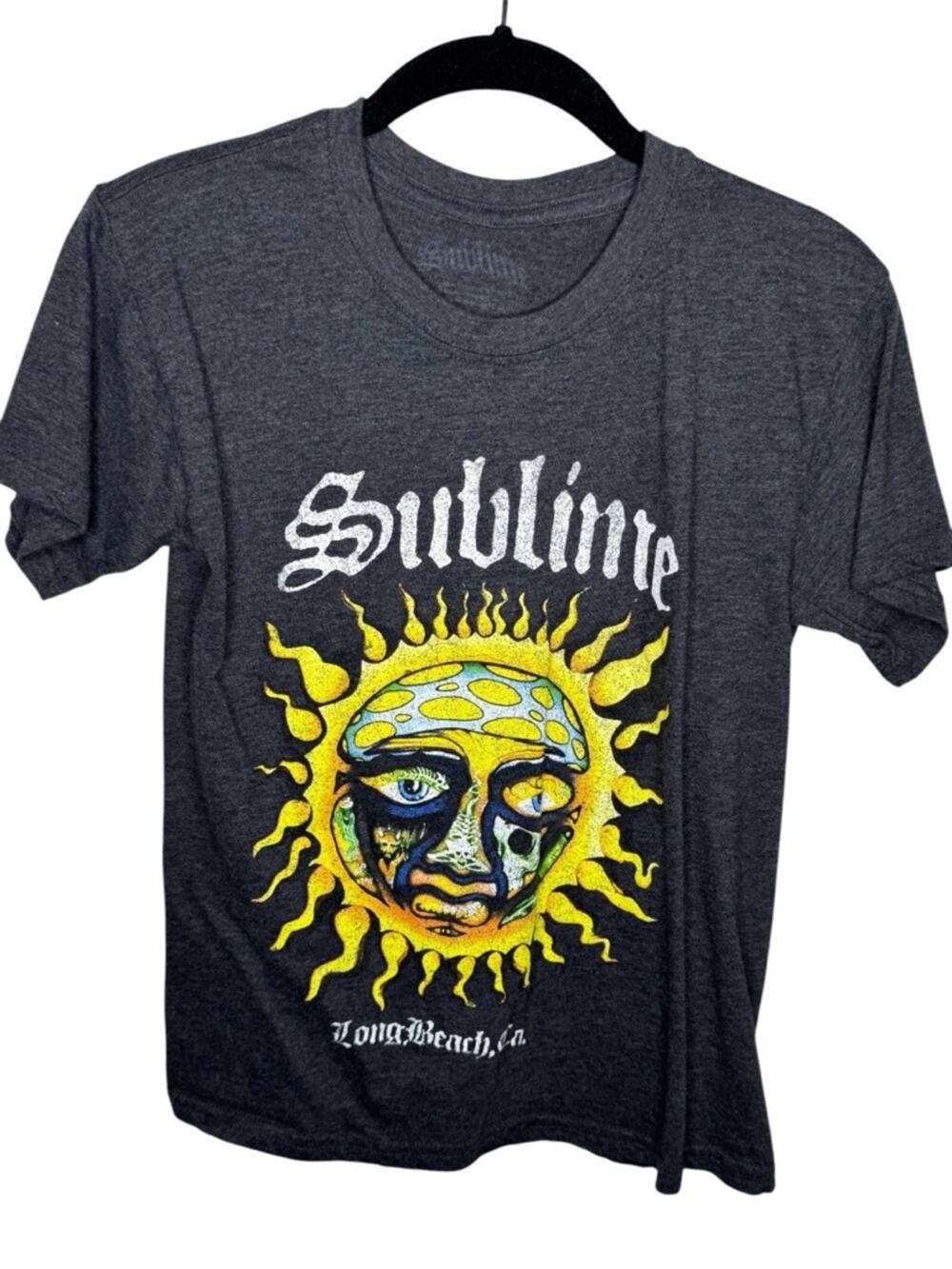 SUBLIME / charcoal gray short sleeve logo graphic band tee / XS